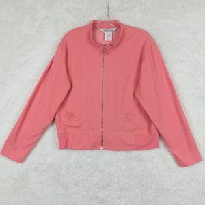 Vintage Weekend Traffic Womens Jacket‎ Sweatshirt Full Zip Pink Mock Neck XL